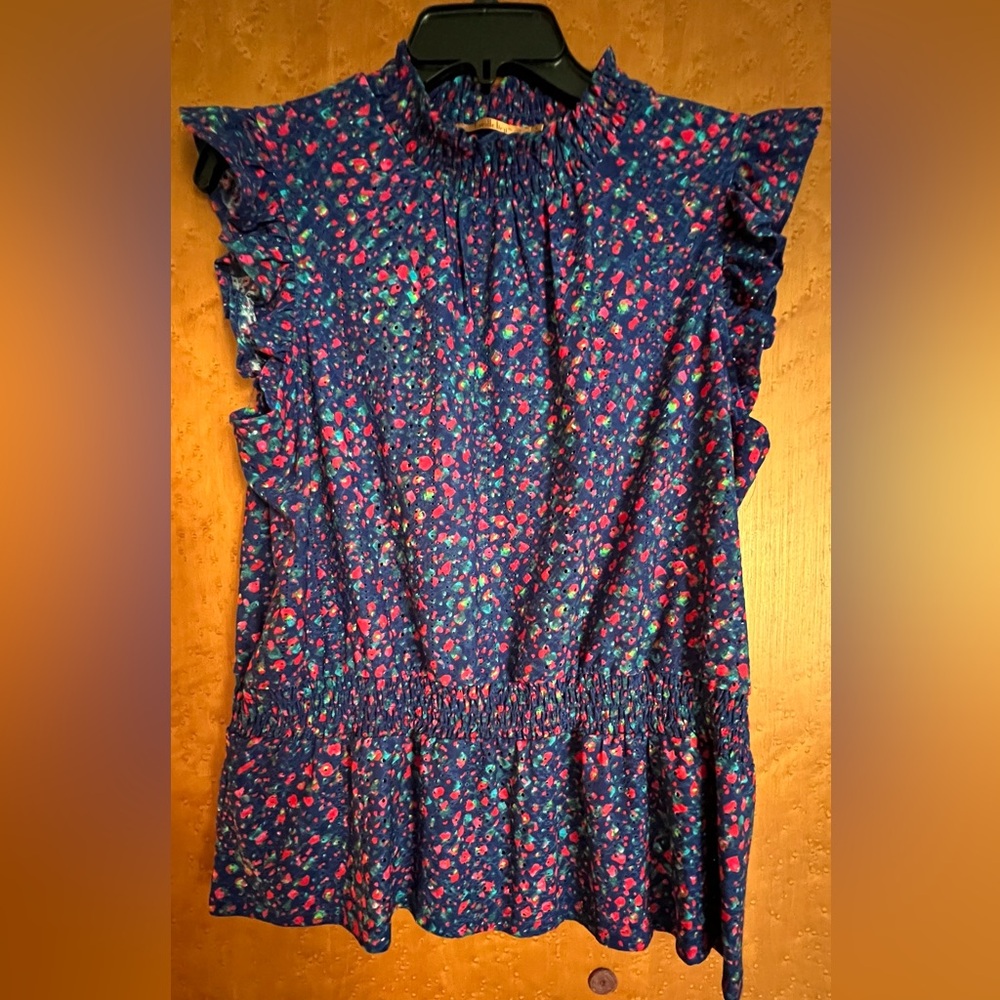 Belldini Women’s Top with Floral Pattern in Blue and Red